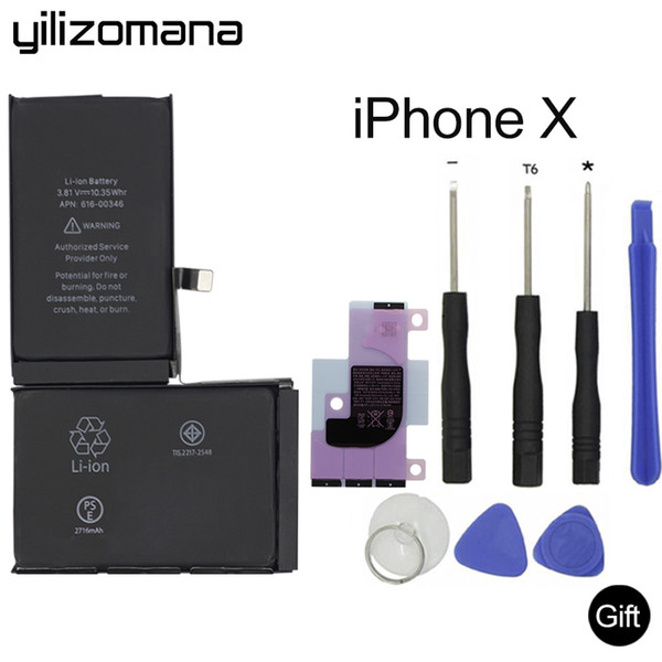 New Arrival YILIZOMANA Cell Phone Battery For Apple iPhone X Real Capacity 2716 mAh Mobile phone Bateria +Free Tools