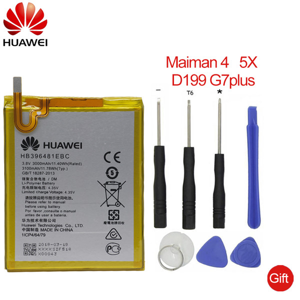 HuaWei Phone Battery HB396481EBC For Huawei ASCEND G7 PLUS HONOR 5X G8 G8X RIO L03 -UL00/TL00/AL00 Replacement Batteries 3000mAh +Free Tools