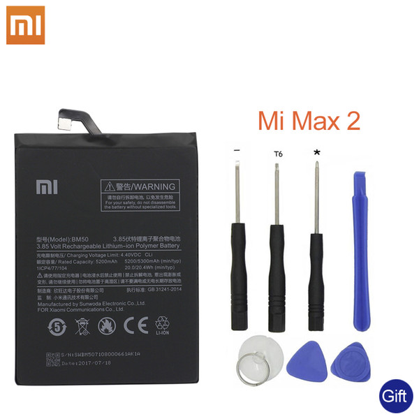 Xiao Mi Original BM50 Mobile Phone Battery For Xiaomi Mi Max 2 Replacement Battery High Capacity 5200mAh High Quality +Tools