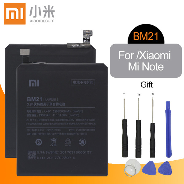 Xiao Mi Original BM21Cell Phone Battery For Xiaomi Mi Note Zero Cycle Replacement Battery 2900mAh + FreeTools