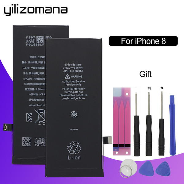 YILIZOMANA Phone Battery For Apple iPhone 8 Real Capacity 1821mAh Mobile phone Bateria +Free Tools