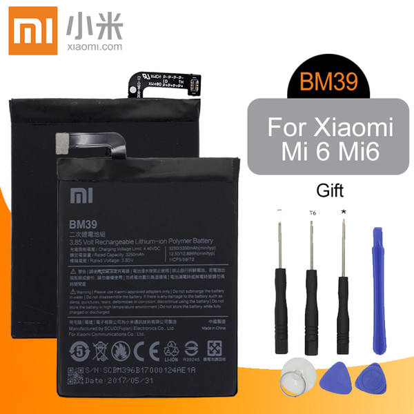 Xiao Mi Original BM39 Phone Battery For Xiaomi Mi6 3250mAh High Capacity Replacement Battery Free Tools Retail Package