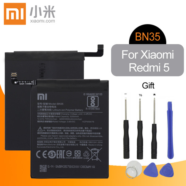 Xiao Mi Original Phone Battery BN35 For Xiaomi Redmi 5 5.7 Replacement Battery 3200 mAh High Capacity Phone Batteries+Tools