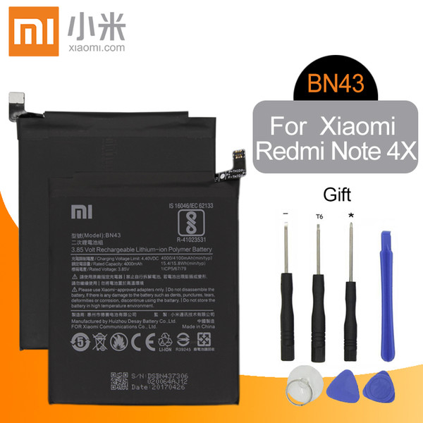 Xiao Mi Replacement Battery For Xiaomi Redmi Note 4X 4 X / Note 4 global Snapdragon 625 4000mAh BN43 Original Phone Battery