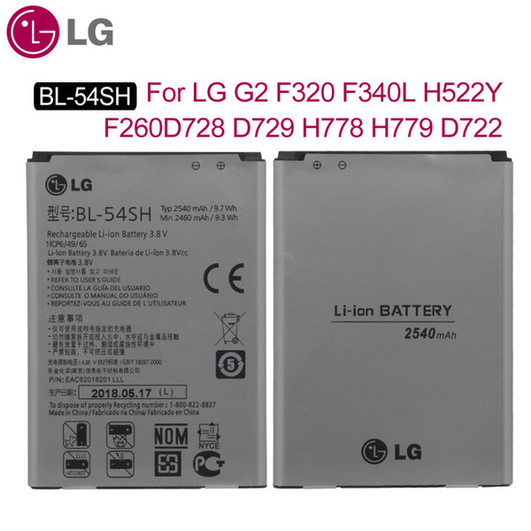 LG Original BL-54SH Phone Battery For LG G2 F320 F340L H522Y F260 D728 D729 H778 H779 D722 Replacement Batteries 2460mAh +Tools