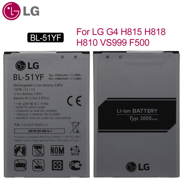 LG Original BL-51YF Phone Battery For LG G4 H815 H818 H810 VS999 F500 Replacement Batteries 2900mAh with Free Tools 230mAh