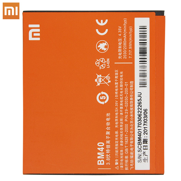 Oringinal Xiaomi Mi BM40 For Mi 2A Rechargeable Lithium Ion Polymer Battery Pack 2030mAh High Capacity 3.8V Lipo Cell Batteries Safety