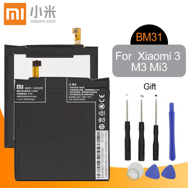 Oringinal Xiao mi Replacement Battery BM31 For Xiaomi Mi 3 Cellphone Original Battery 3050mAh High Capacity Rechargeable