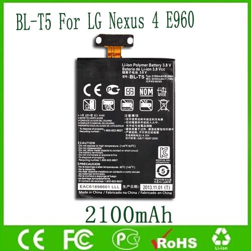 Original OEM BL-T5 BLT5 Battery For Google Nexus 4 E960 Optimus G E970 E973 F180 LS970 2100mAh Free Shipping Wholesale