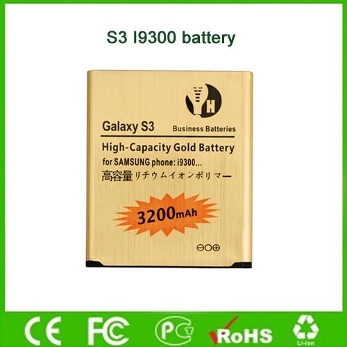 3200mAh Gold Battery For Samsung Galxy S3 I9300 9300 i747 T99 High Capacity Mobile Battery Factory Direct Wholesale