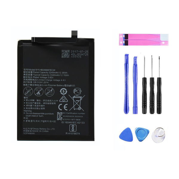 For Huawei Nova 2 Plus 3340mAh New OEM Replacement Capacity Battery HB356687ECW Rechargeable 3.8V + Free Tools