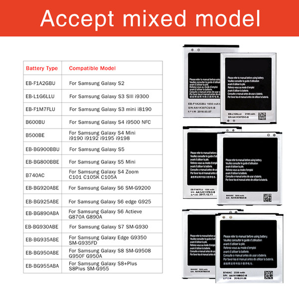 For Samsung Galaxy S8 plus S3 S4 S5 mini S6 S7 edge OEM Replacement Battery High Quality B500BE B600BU EB-BG900BBU EB-BG920ABE Batteria