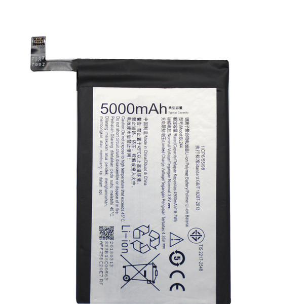 BL244 Battery For Lenovo Vibe P1A42 P1C58 P1C72 P1 Battery 3.8V 5000mAh Li-ion Rechargeable Mobile Phone Batteries + Free Shipping