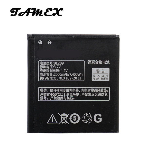 BL209 High Quality Battery For lenovo A706 A788T A820E A760 A516 A378T A398T 2000mAh Mobile Phone Rechargeable Bateria