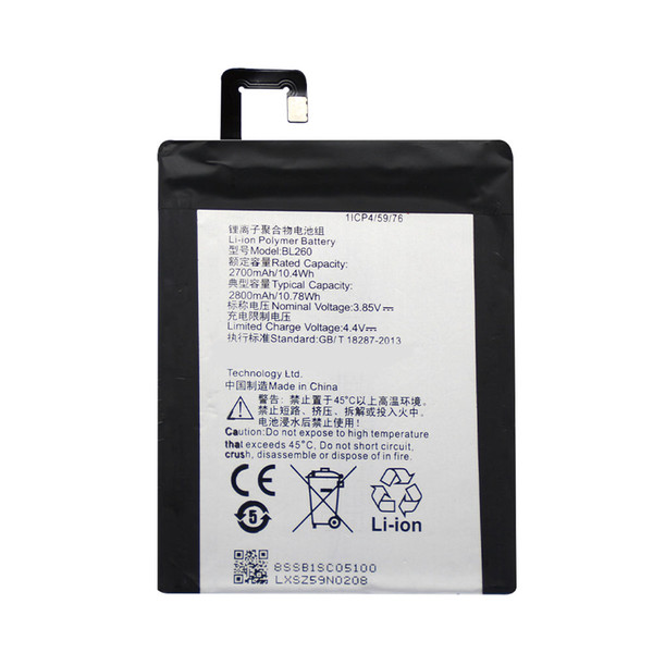 BL260 Replacement Battery For Lenovo Vibe S1 Lite Li-ion Polymer Rechargeable Batteries 2700mAh 3.85V