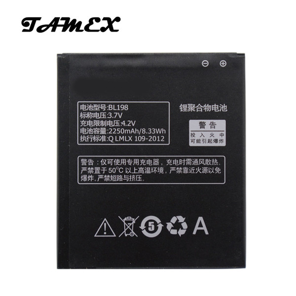 BL198 Li-ion Replacement Battery For Lenovo A859 A860E S890 A850 A830 K860 K860i A678T S880 S880i Phone Batteria 2250mAh