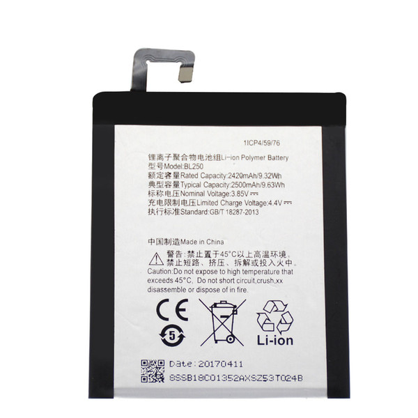 For Lenovo VIBE S1 S1c50 S1a40 BL250 Replacement Battery Li-ion Rechargeable Mobile phone Batteries 2420 mAh + Free Shipping