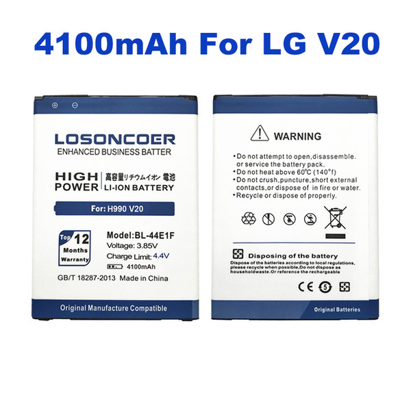 wholesale 4100mAh High Capacity BL-44E1F Battery For LG V20 Battery H990 F800 VS995 US996 LS997 H990DS H910 H918 Stylus3 M400DY