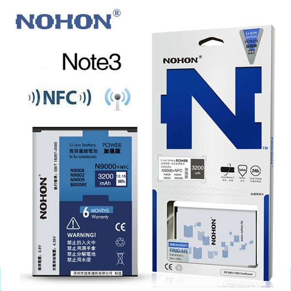 Original NOHON B800BE NFC Battery For Samsung Galaxy Note 3 III Note3 N9000 N9006 N9005 N9009 N9008 N9002 Real Capacity 3200mAh