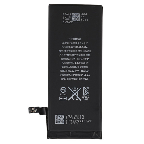 Original High Quality Li-ion Battery for Apple Iphone 6 6G Built-in Batteries Replacement Strong Flex 0 Cycle 1810mah