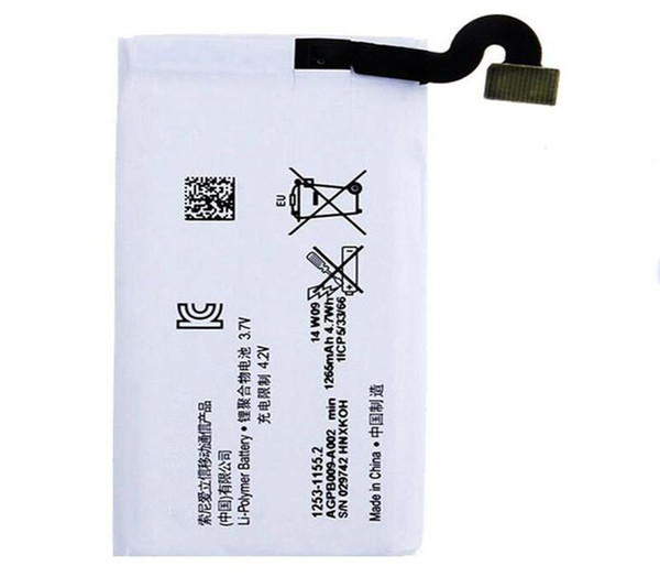 Wholesale Genuine Interanl Replacement Li-ion Battery AGPB009-A002 For Sony MT27 MT27i Xperia Phone Batteries 1265mAh Free Shipping