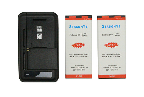 Seasonye 2x 3000mAh BV-T5E / BVT5E / BV T5E Replacement Battery + Universal Charger For Microsoft Lumia 950 RM-1106 RM-1104 RM-110