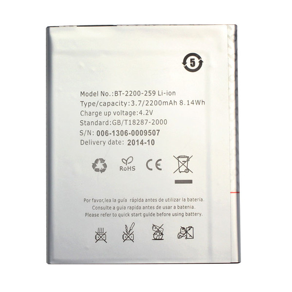 Battery Bateria BT-2200-259 For BQ 5.0 Mobile Phone Battery Batterie 2200mAh High Quality Free Shipping