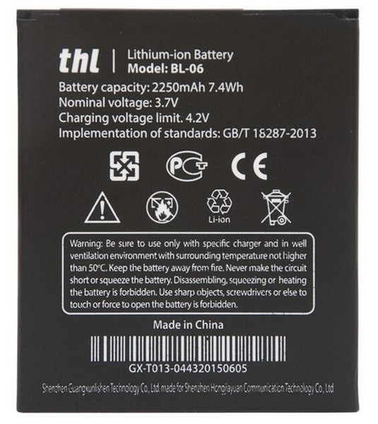 Good quality Mobile Phone Battery BL-06 BL06 BL 06 For THL T6 T6S Pro T6C Replacement Batteries High Capacity 2250mAh DHL fast delivery