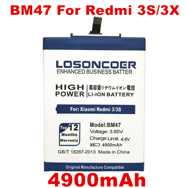 wholesale 4900mAh BM47 Battery For Xiaomi Redmi 4X Battery 3S 3 pro 5.0 inch Red Rice Hongmi Redmi 3X Battery