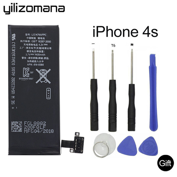 YILIZOMANA Phone Battery For Apple iPhone 4S 4GS High Capacity 1430mAh For iPhone4s Phone Batteries Free Tools Retail Package