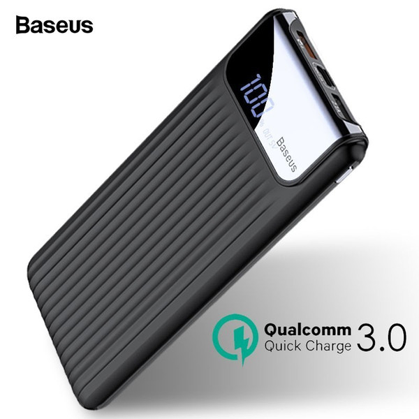 Baseus Quick Charge 3.0 10000mAh Power Bank LCD 10000 mAh QC3.0 Powerbank External Battery Charger For Xiaomi mi Pover Poverbank