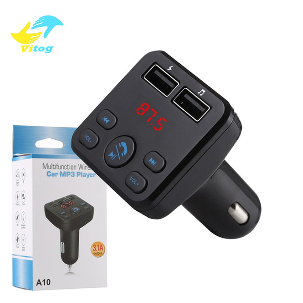 Vitog A10 FM Transmitter Aux Modulator Bluetooth Handsfree Car Kit Car Audio MP3 Player with 3.1A Quick Charge Dual USB Car Charger