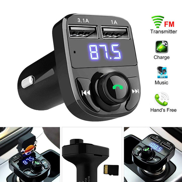 FM x8 Transmitter Aux Modulator Bluetooth Handsfree Car Kit Car Audio MP3 Player with 3.1A Quick Charge Dual USB Car Charger