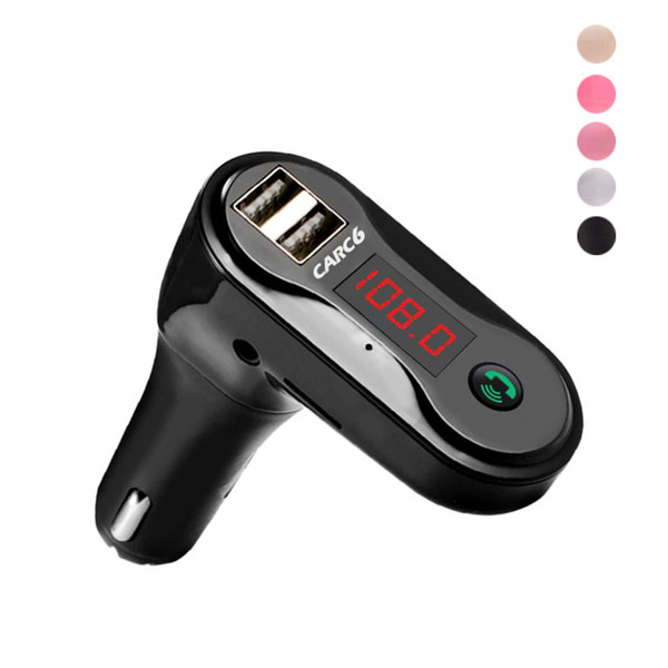 C6 FM Transmitter Car Wireless Bluetooth dual usb car Chargers MP3 Music Player Hand free support TF Card Car Kit For smartphones