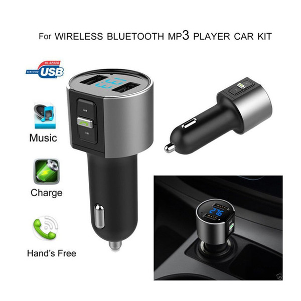 Car MP3 Player Bluetooth Handsfree Kit FM Transmitter Cigarette Lighter Dual USB Charging Battery Voltage Detection U Disk Play