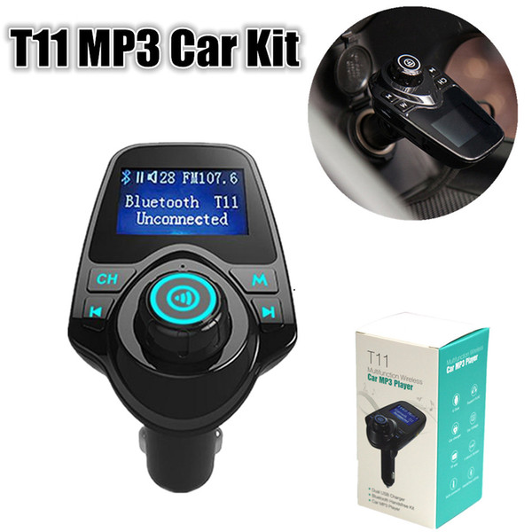 Bluetooth T11 MP3 Car Kit Dual USB Ports Support FM Transmitter TF Card U Disk Player Hands-free Car Kit Music Player Vehicle Player