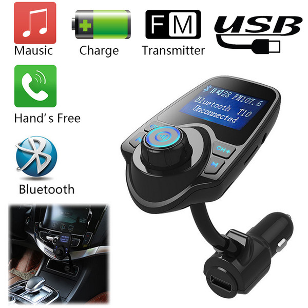 T10 Car MP3 Audio Player Bluetooth FM Transmitter Wireless Modulator Car Kit HandsFree LCD Display USB Charger for Mobile phone T11