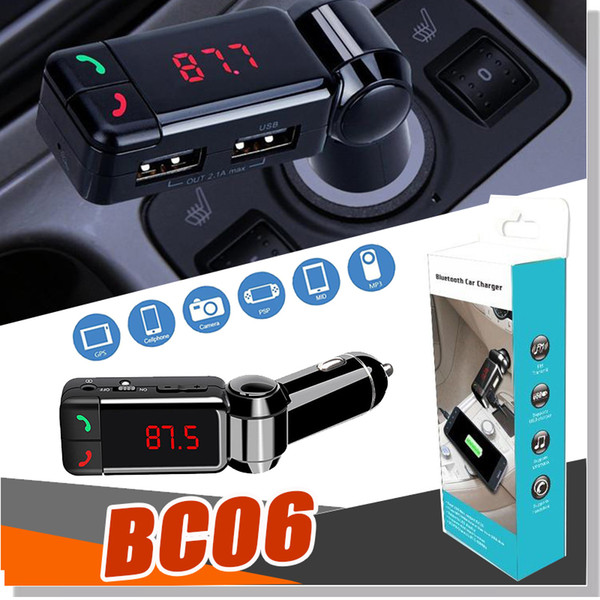 BC06 Bluetooth Car Charger BT Wide Use Wireless Music MP3 MP4 Player BC-06 Support TF Card Speaker Mini Dual Ports FM Transmitter Handsfree