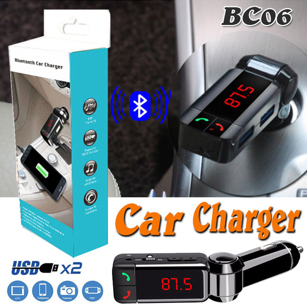 BC06 Bluetooth Car Charger Wireless Hands-free Universal Support TF Card MP3 Music Player Speaker Aux FM Transmitter Mini Dual USB Charger