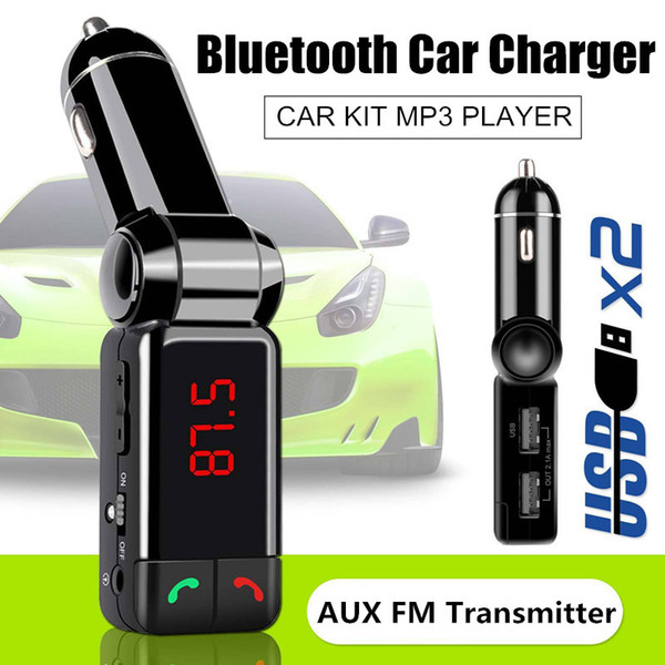 Bluetooth Car Charger BC06 LED Digital Wireless AUX FM Transmitter Handsfree FM Radio Stereo Adapter Car Mp3 Player With Dual USB Ports