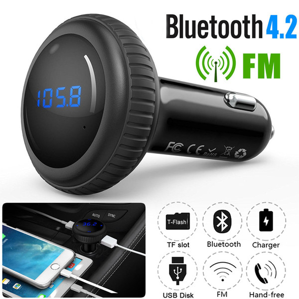 Bluetooth 4.2 FM Transmitter Wireless MP3 TF Radio Adapter LED Voltage Dual USB Charger Car Kit BT69