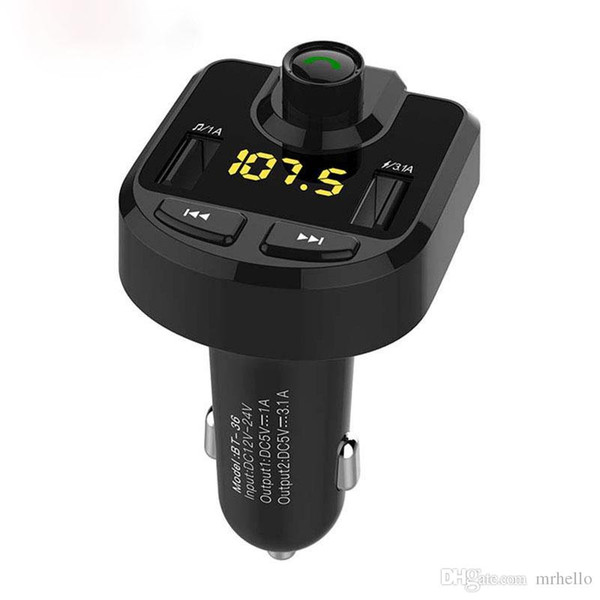 BT36 Bluetooth Handsfree MP3 Audio Player FM Transmitter With 3.1A Quick Charger Dual USB Voltage LED Display TF Card Music Car Kit