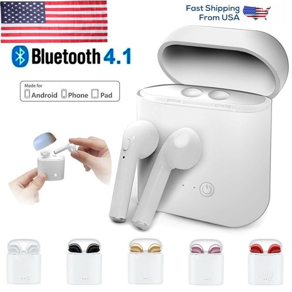 Bluetooth Wireless Headset i7s TWS Earbuds w Charger Box- US Seller