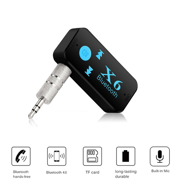 X6 Bluetooth Adapter 3-in-1 Wireless 4.0 USB Bluetooth Receiver AUX 3.5mm Audio Jack TF Card Reader MIC Call Support Car Speaker