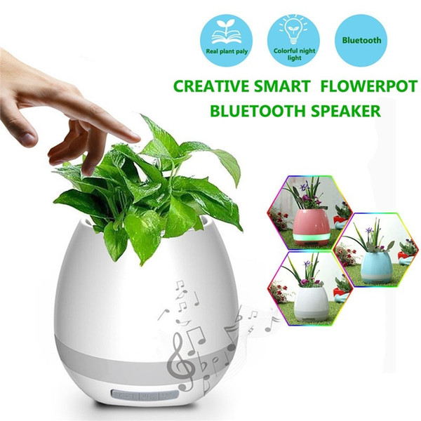 ALK 1pc Waterproof Wireless Bluetooth Speaker Flower Pot LED Light Loudspeaker Column Flowerpot Smart Robot Speaker for Smart Phone