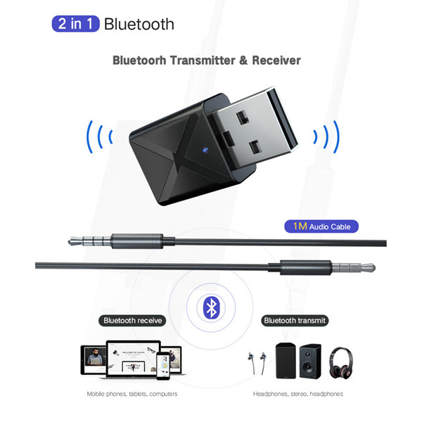 5.0 Bluetooth Transmitter Receiver Mini 3.5mm AUX Stereo Wireless Bluetooth Adapter for Car Audio Bluetooth Transmitter for TV