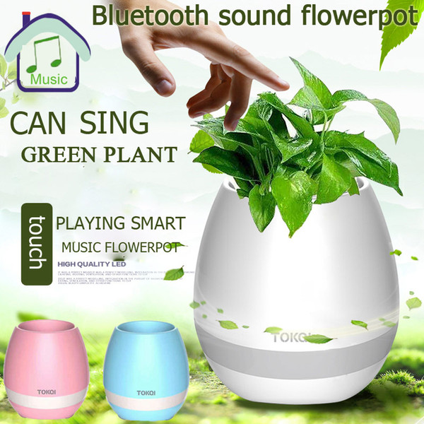 CDT 1pc Smart Bluetooth Music Flower Pot Speaker With Light Touch Plant Can Sing Several Songs for Home Office Decoration