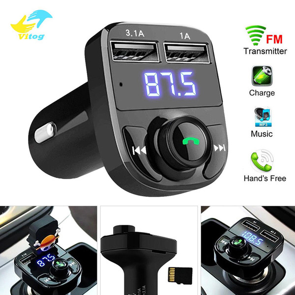 Vitog x8 Car FM Transmitter Aux Modulator Kit Bluetooth Handsfree Car Audio Receiver MP3 Player 3.1A Quick Charge Dual USB Car Charger