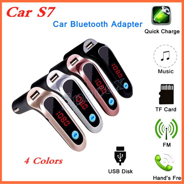 Colorful CAR S7 Bluetooth MP3 Transmitter Bluetooth With USB Car Charger Breless Car Kit AUX Hands Free FM Adapter Support TF Card USB