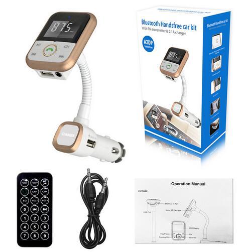 BT67 Bluetooth Car Kit MP3 Player Handsfree Wireless FM Transmitter Radio Adapter With LCD Remote Control For iphone samsung SmartPhone